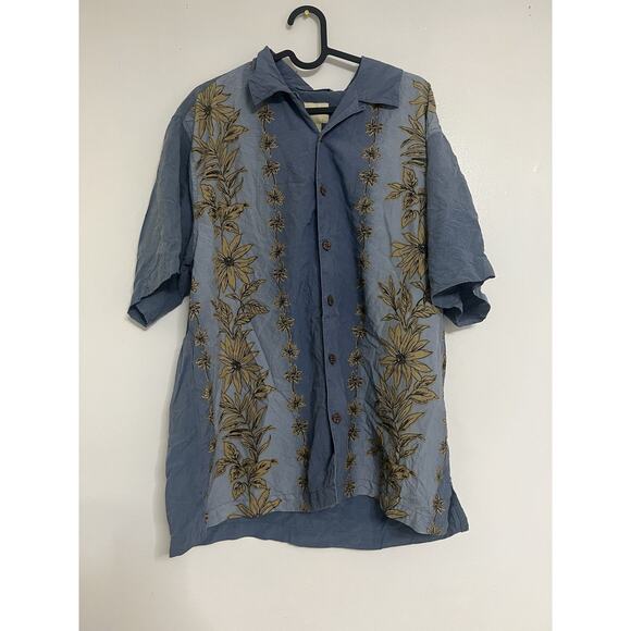 Joseph & Feiss 100% Silk Floral SHORT SLEEVE BUTTON UP SHIRT Large - Picture 1 of 5